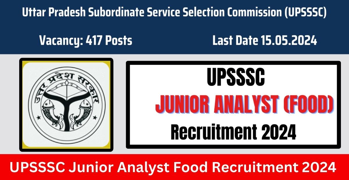UPSSSC Junior Analyst Food Online Form 2024